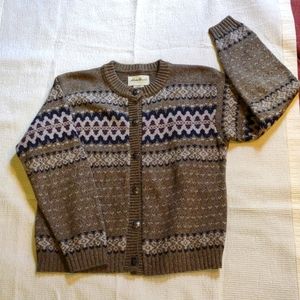 Eddie Bauer Fair Isle Cotton Blend Button Up Sweater, sz Medium EUC